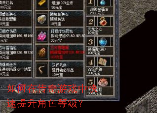 如何在传奇游戏中快速提升角色等级? 如何在传奇游戏中快速提升角色等级?